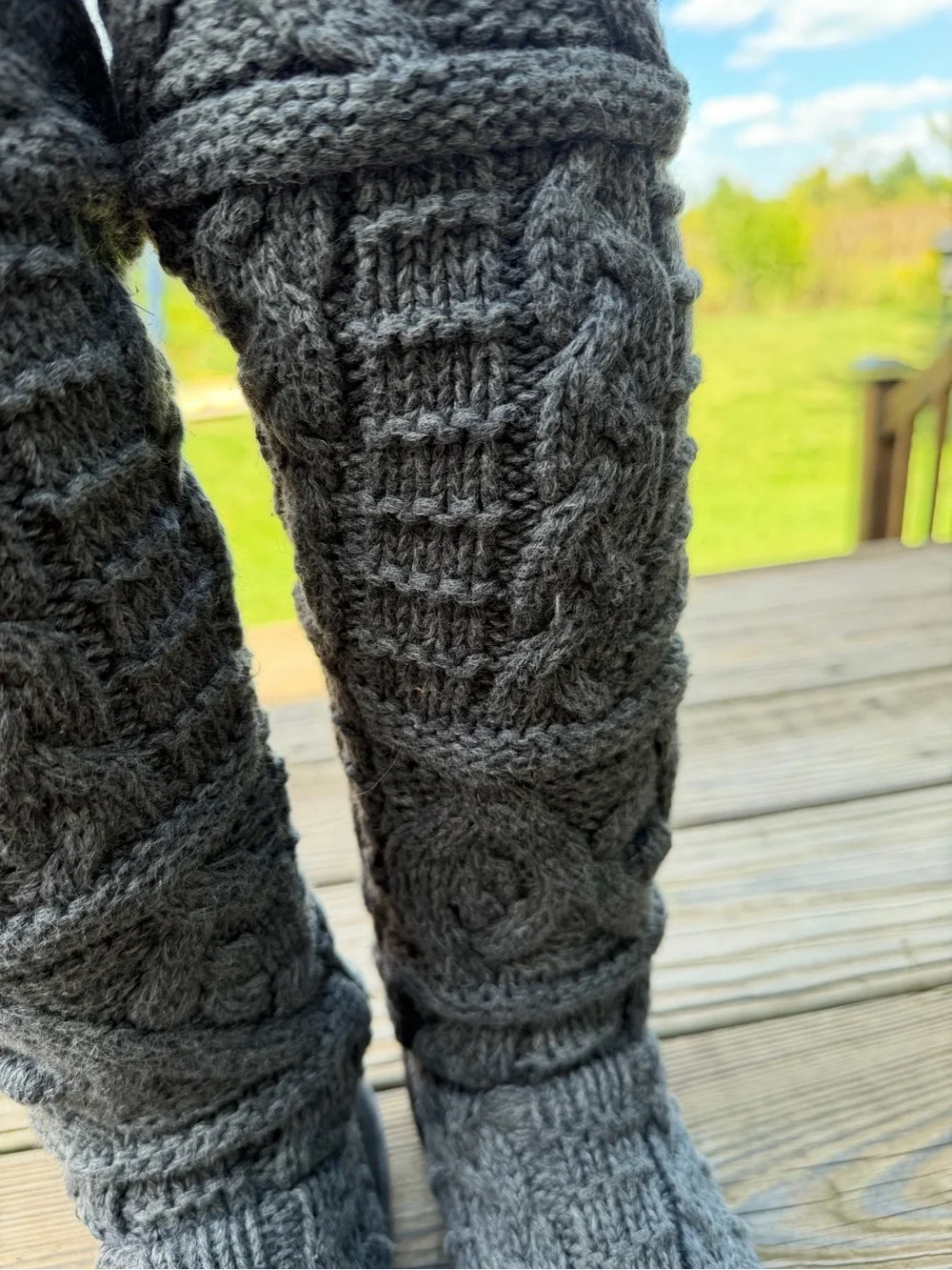 Rare UGG Charcoal Cable-Knit Over-the-Knee Boots size 6